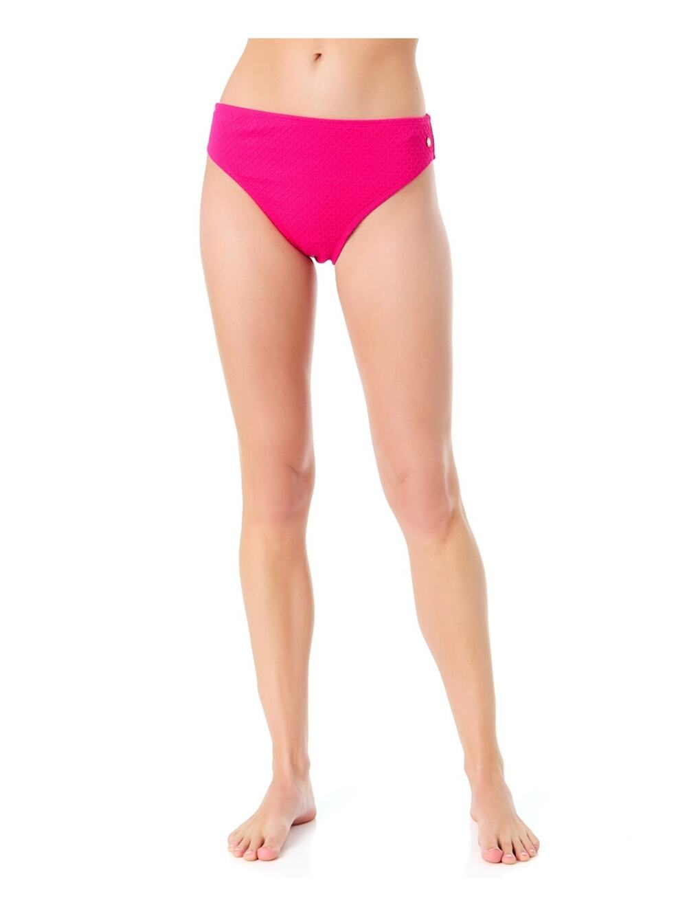 CeCe Women's La Vie A La Mer Textured Bikini Bottoms Pink Size M 2692